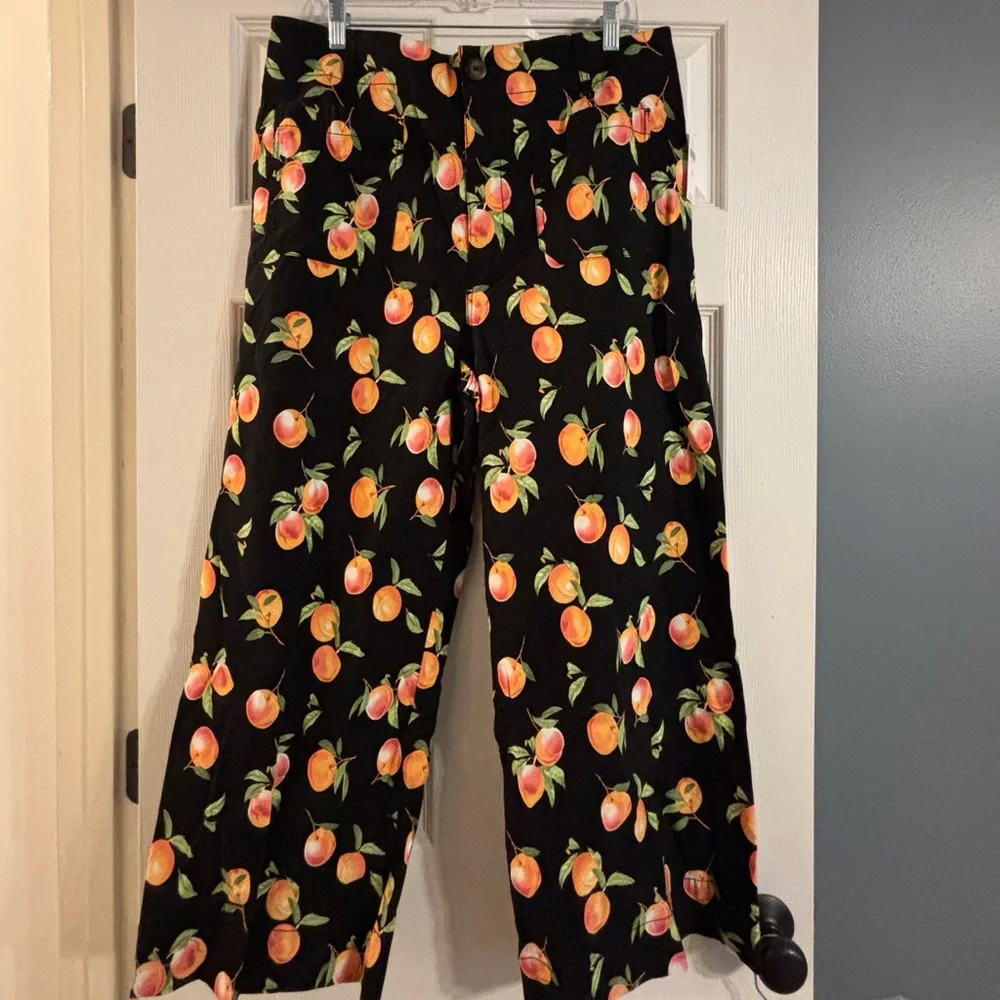 Maeve The Colette Cropped Wide Leg Pants || peach pattern || NWT || size 33 - Picture 3 of 8
